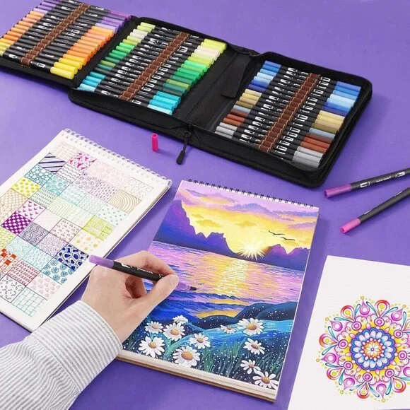 Double Brush Marker Pens, 72 Colors Art Markers Set with Fine Tip and Brush Tip - Picture 2 of 8